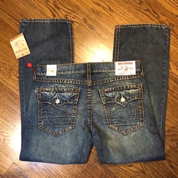 TRUE RELIGION Men’s Boot Cut Button Pockets Denim Jeans 38x33 NWT - Picture 10 of 12